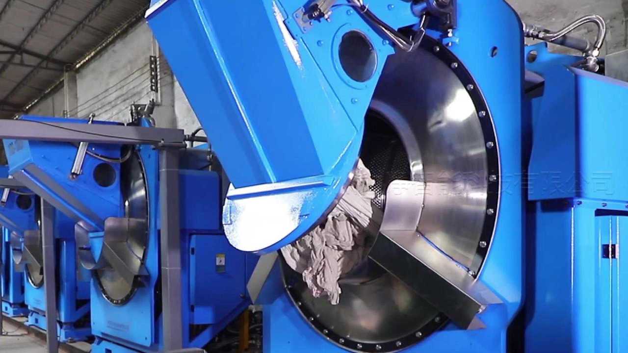 大型水洗厂洗衣房集成式全自动洗涤装备布草洗涤视频